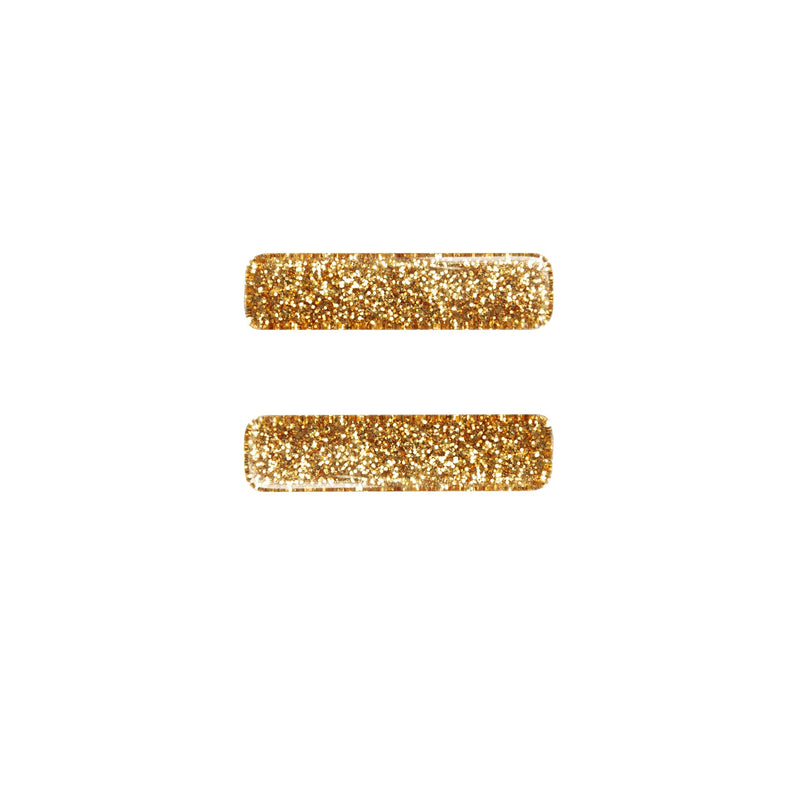 2PK GLITTER BAR CLIPS: glitter metallic gold