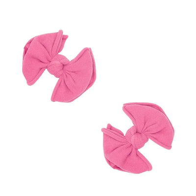 Two Baby Bling Bows hot pink fabric hair clips for babies