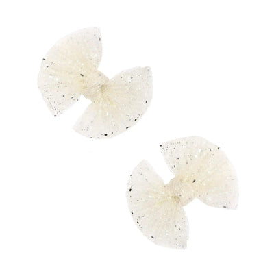 Two Baby Bling Bows princess ivory tulle baby fabric hair clips