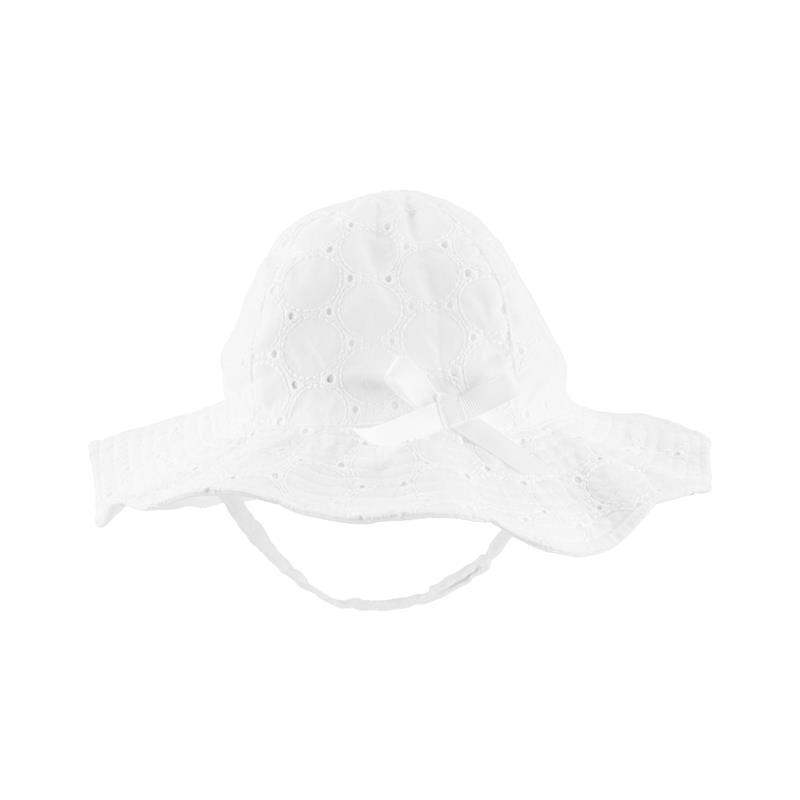 Carters - Baby Girl Eyelet Beach Hat, White Image 1