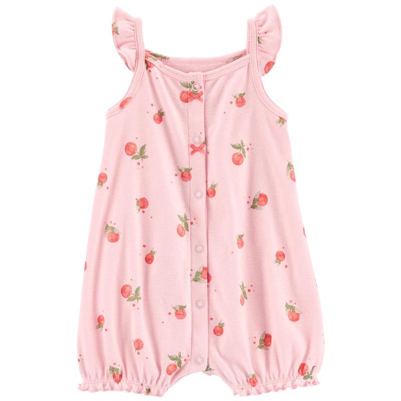 Carters - Baby Girl Apple Snap-Up Romper, Pink Image 1
