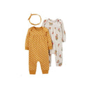 Carters - Baby Girl 3Pk Jumpsuit and Headwrap Set, Gold Image 1