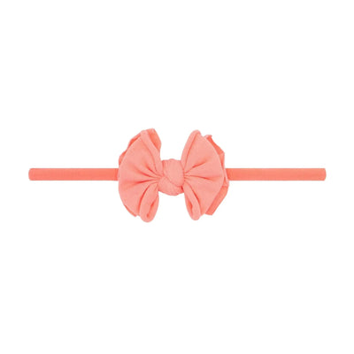 Baby Bling Bows Baby Fab Skinny coral headband with a fabric bow