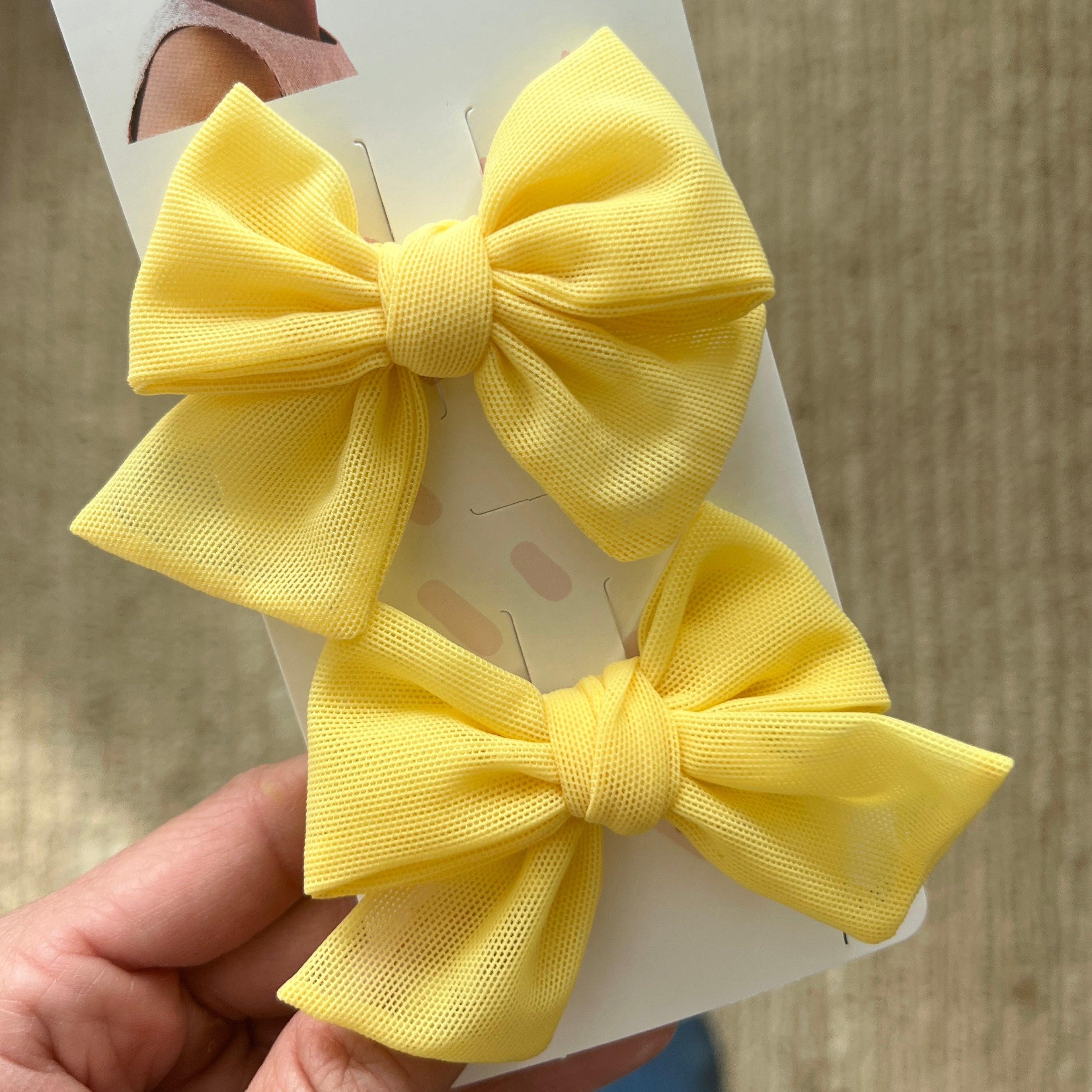 2PK TULLE BABY BLOOM CLIPS: daffodil