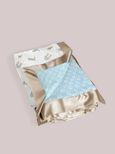 Reversible Baby Blanket, Howdy Partner Blue Image 2