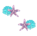 2PK NOVELTY CLIPS: mermaid shells purple / teal