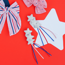 2PK NOVELTY SHOOTING STAR CLIPS: silver / red, white & blue