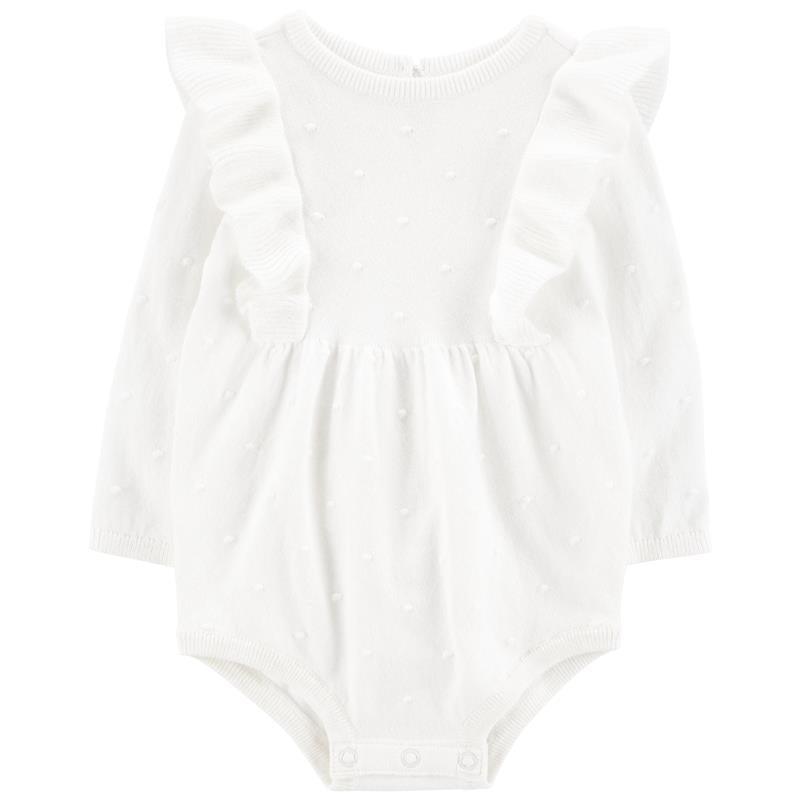 Carters - Baby Girl Ruffle Long-Sleeve Bodysuit, White Image 1