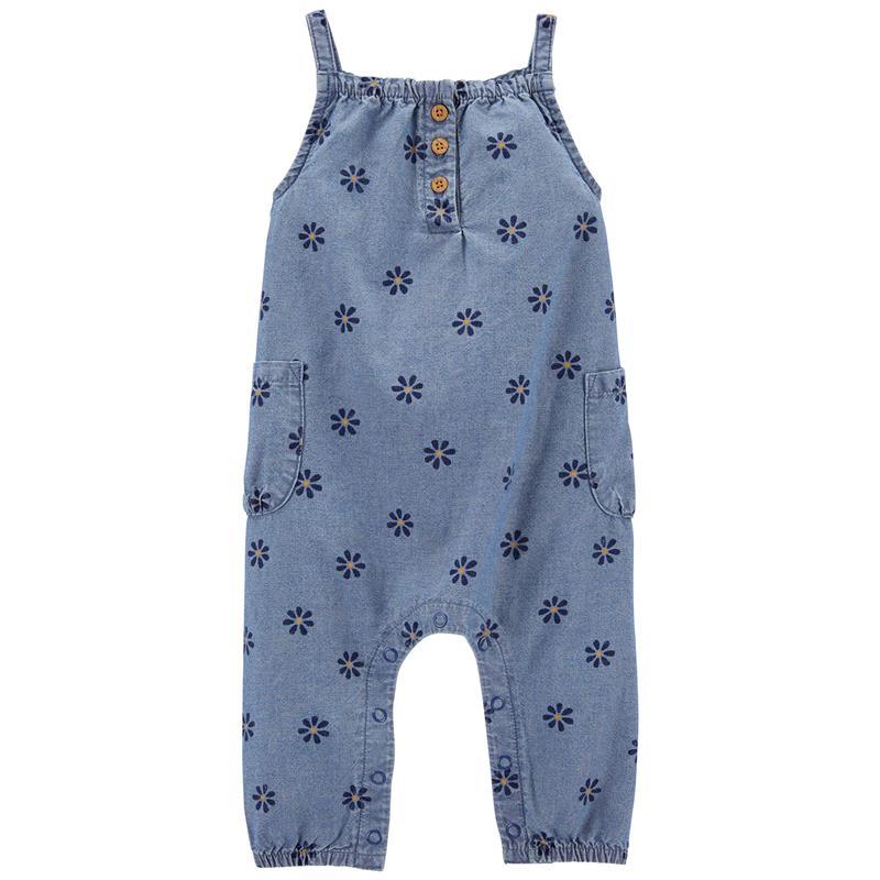Carters - Baby Girl Chambray Overall, Blue Image 1