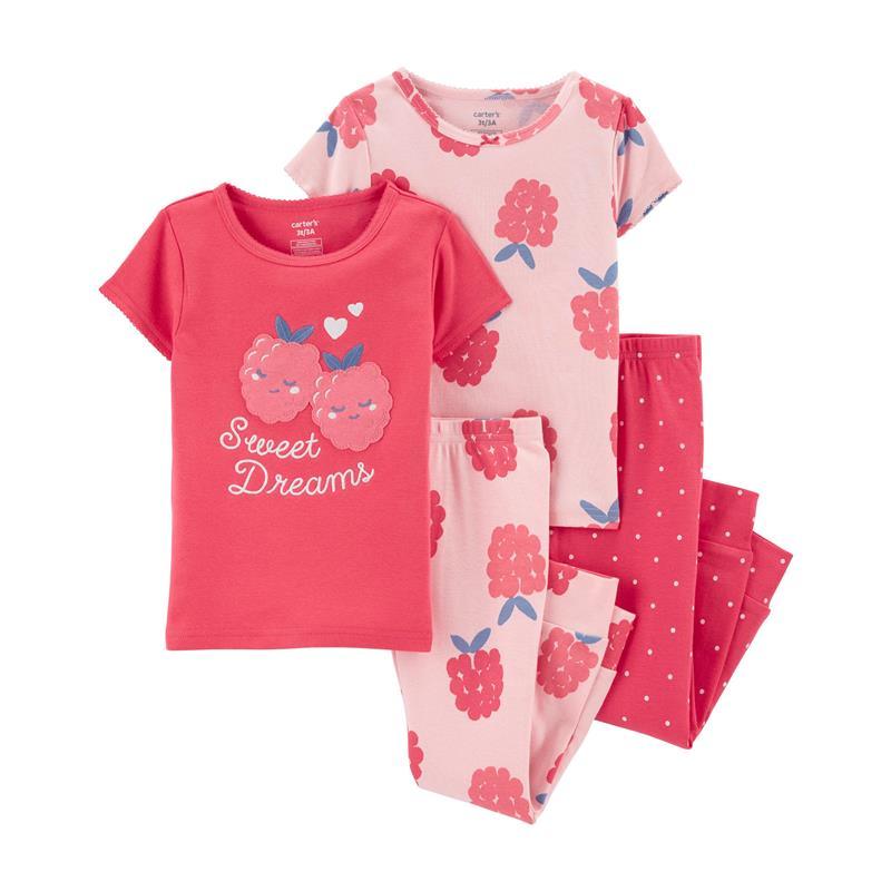 Carter's - Baby Girl 4Pk Raspberries Snug Fit Cotton PJs Image 1